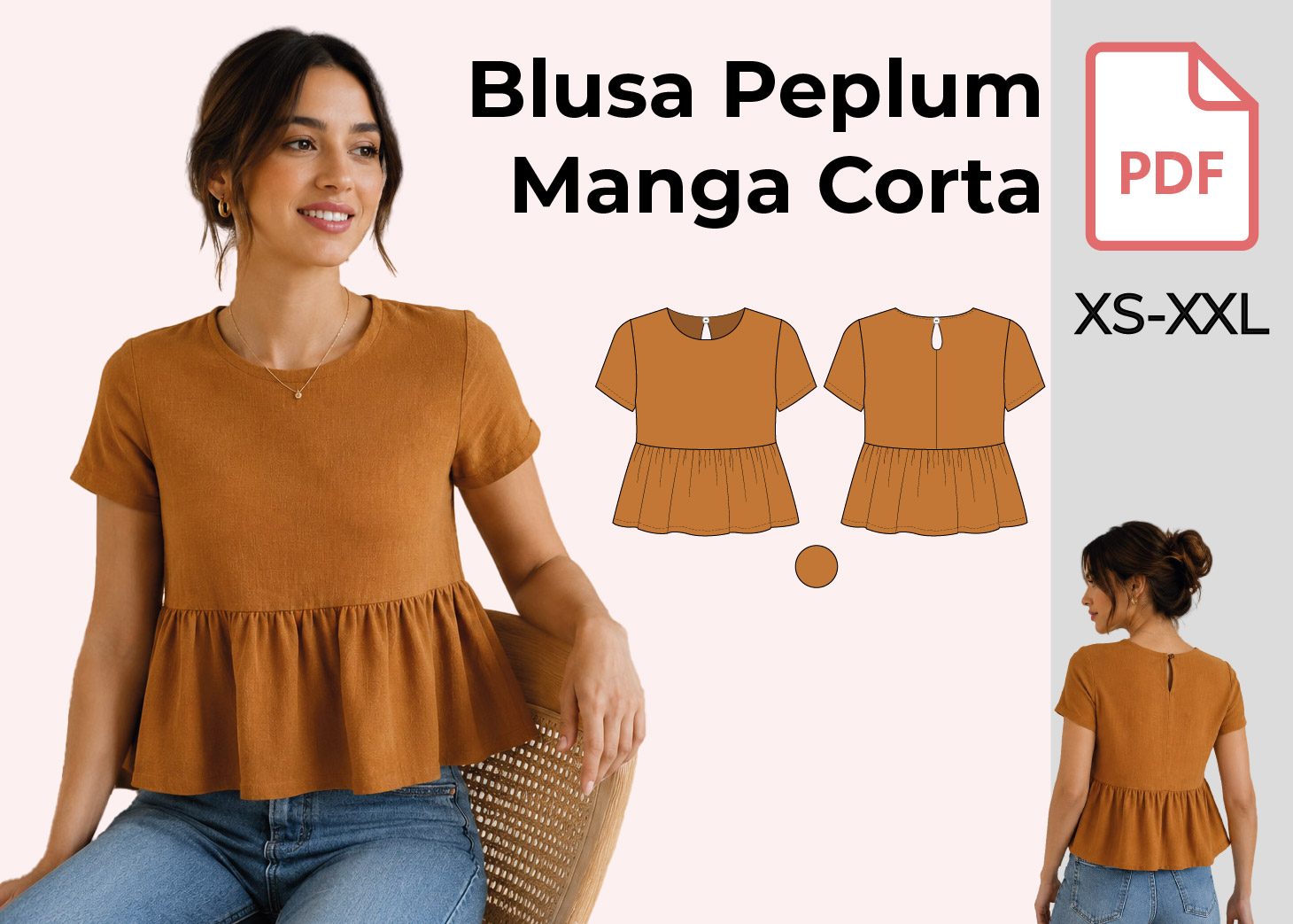 Blusa Peplum Manga Corta-Patrón PDF