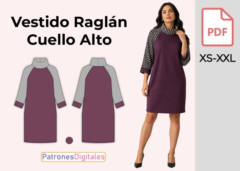 cabecera vestido raglán cuello alto