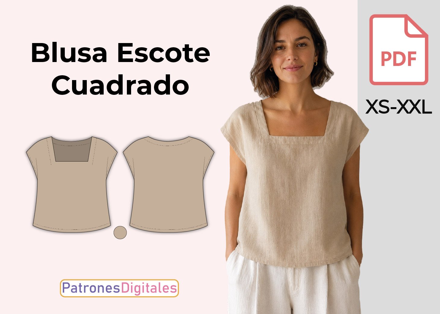 Blusa Escote Cuadrado-Patrón PDF