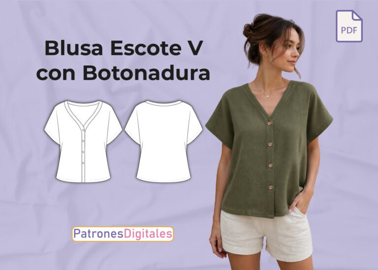 miniatura blusa escote v con botonadura