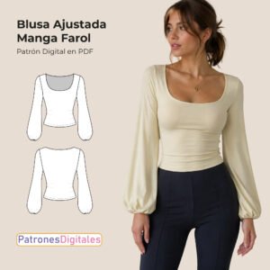 Blusa ajustada manga farol shop 1