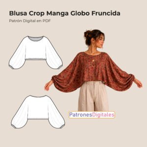 Blusa crop manga globo fruncida shop 1