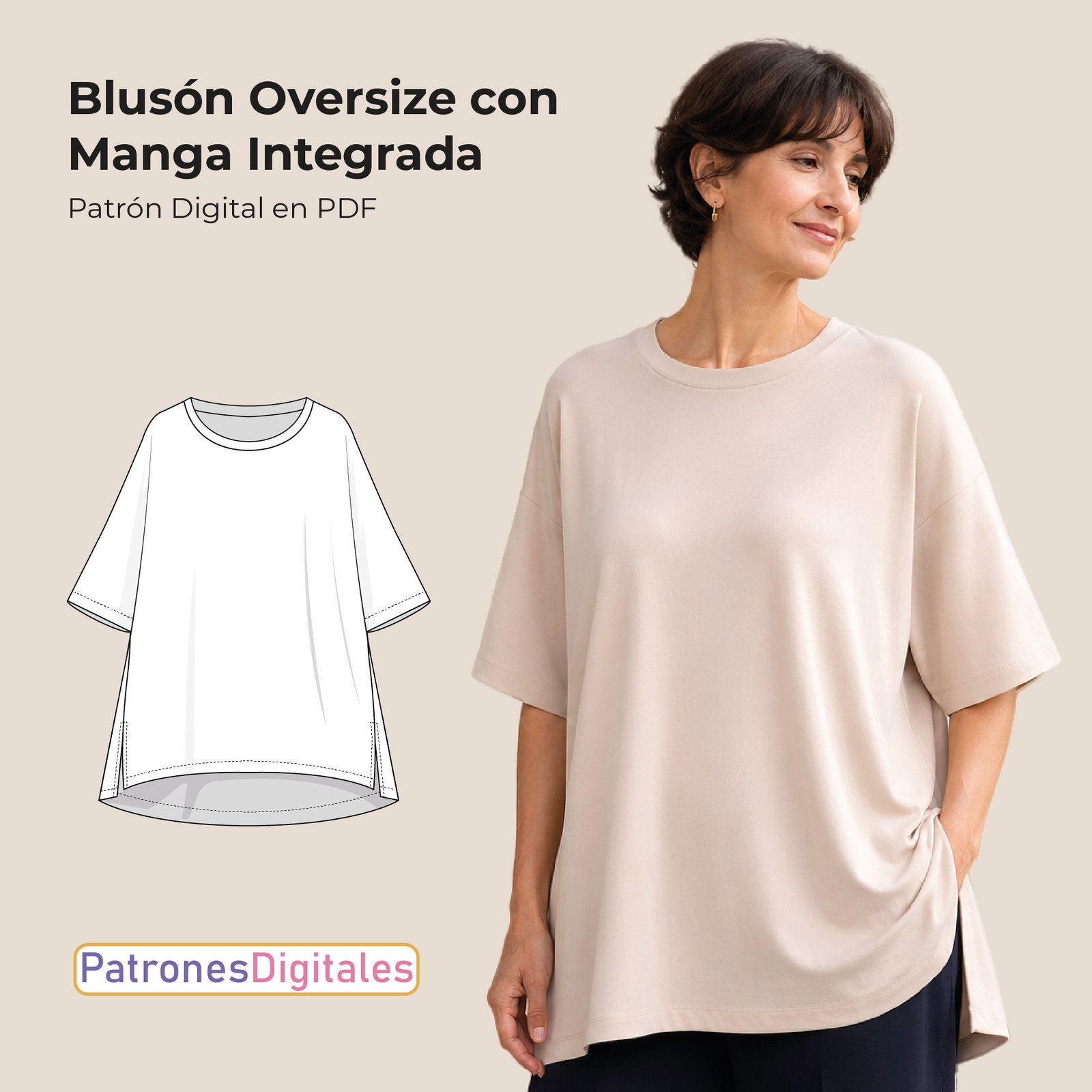 Blusón oversize con manga integrada y aberturas laterales shop 1