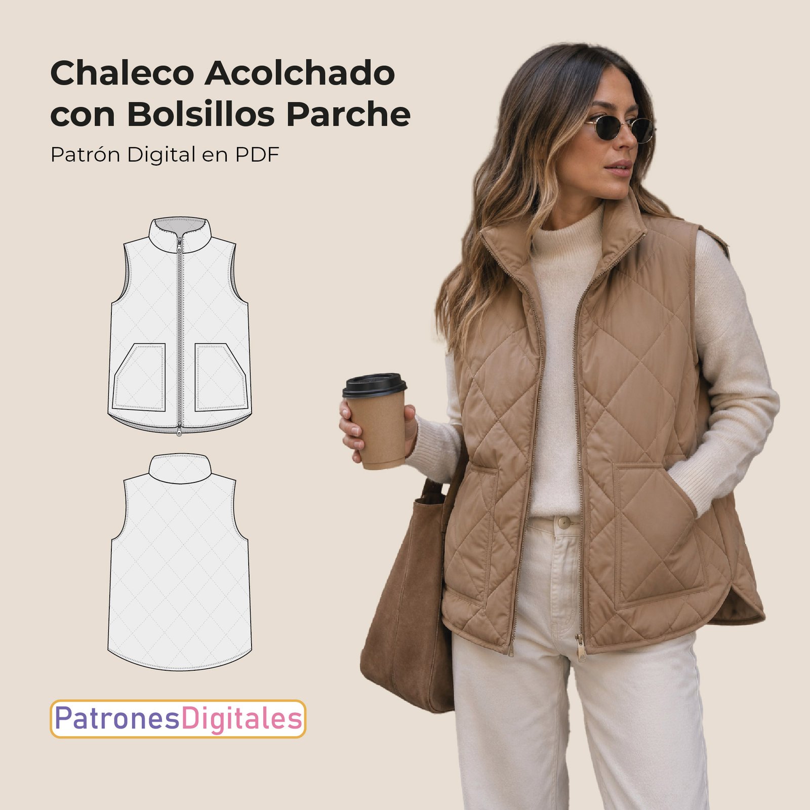 chaleco acolchado con bolsillos parche shop 1