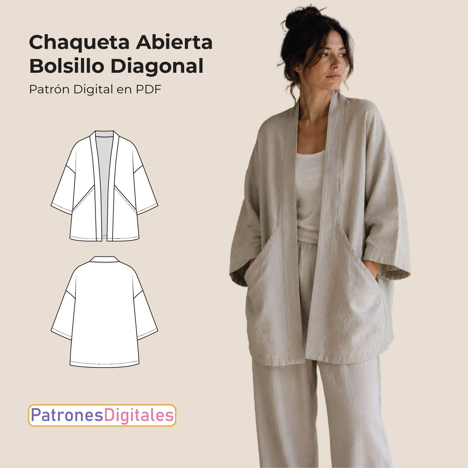 Chaqueta abierta bolsillo diagonal shop 1