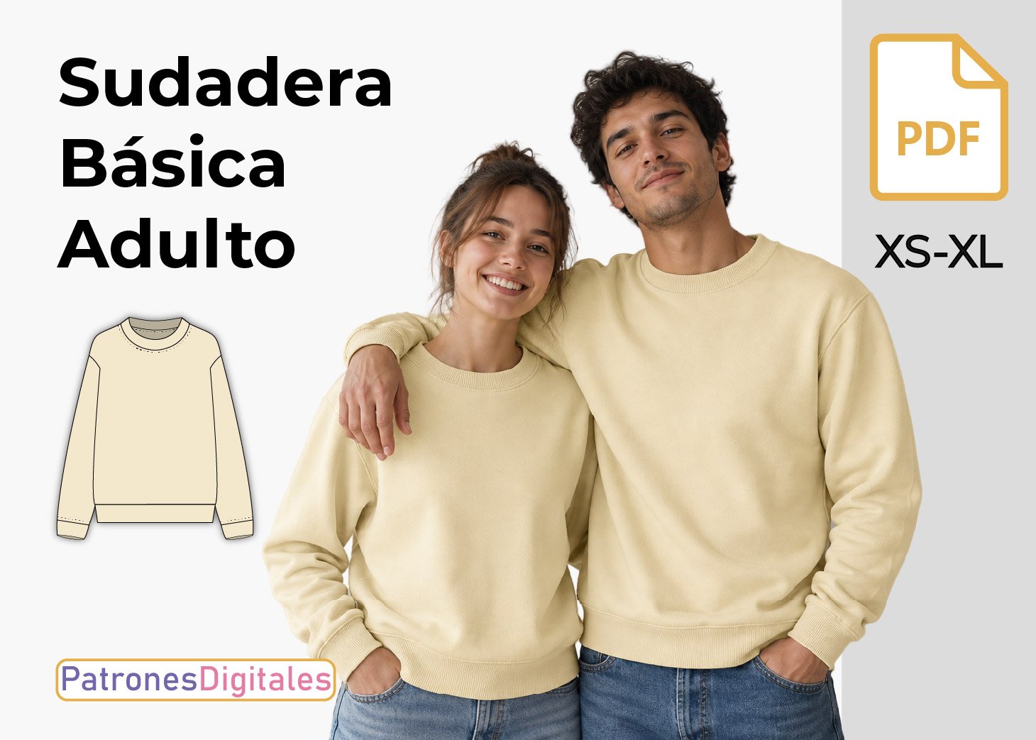 Patrón Gratis Sudadera Unisex Cuello Redondo en PDF