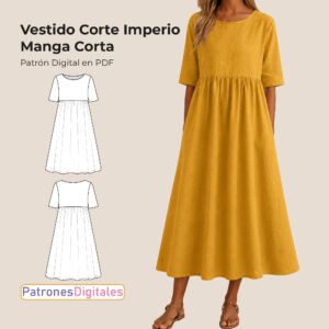 Vestido corte imperio manga corta shop 1
