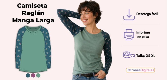 cabecera camiseta raglán manga larga mujer