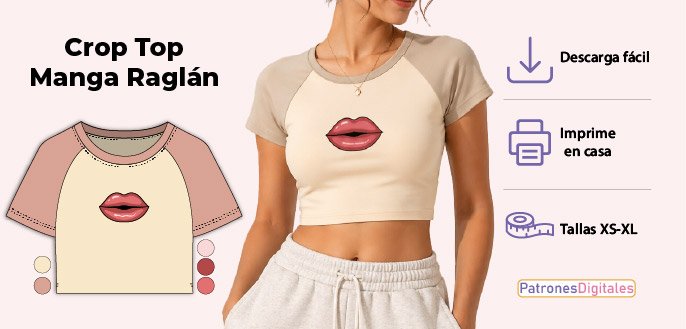 cabecera camiseta crop top manga corta mujer