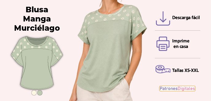 cabecera blusa manga murcielago mujer