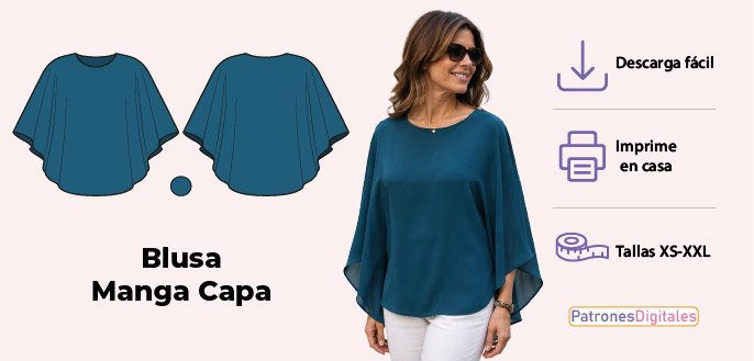 cabecera blusa manga capa mujer