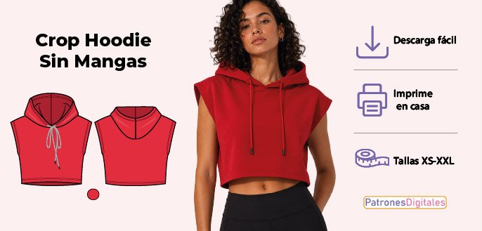 cabecera crop hoodie sin mangas