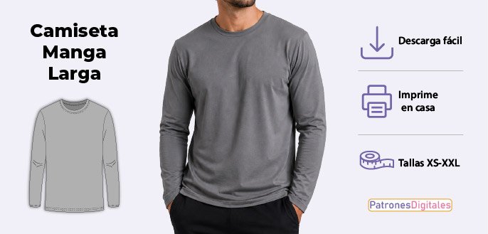 cabecera camiseta tradicional manga larga hombre