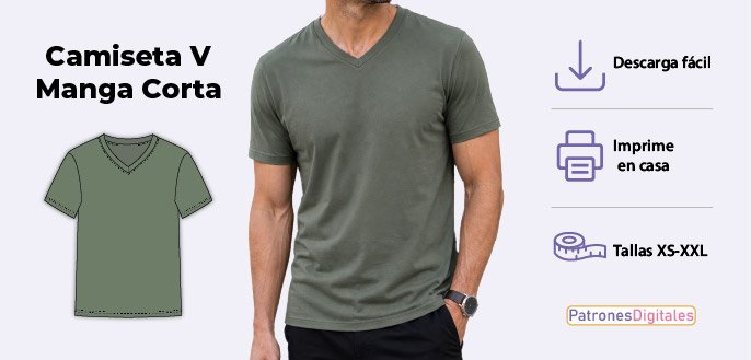 cabecera camiseta v manga corta hombre