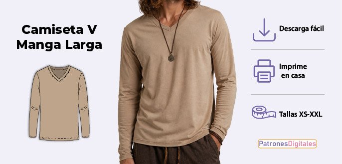 cabecera camiseta v manga larga hombre