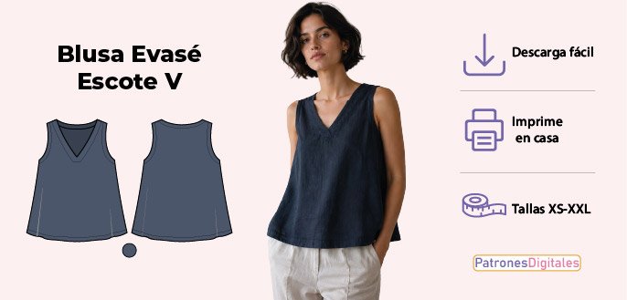 cabecera blusa evasé escote v