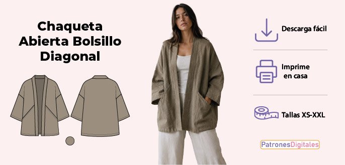cabecera chaqueta abierta bolsillo diagonal