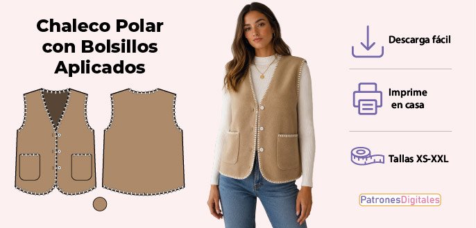 cabecera chaleco polar con bolsillos aplicados