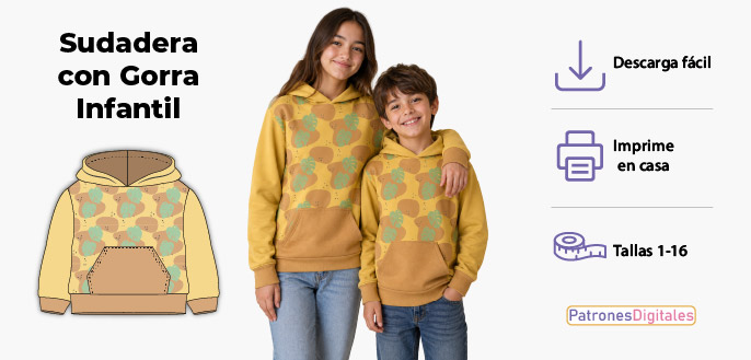 cabecera sudadera con gorra infantil