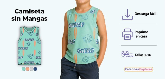 cabecera camiseta sin mangas niño