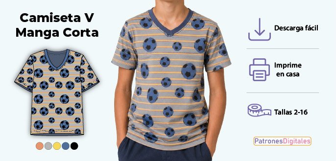 cabecera camiseta manga corta niño v