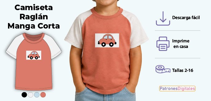 cabecera camiseta raglan manga corta niño