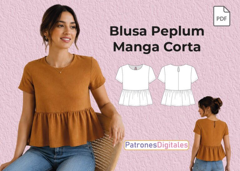 miniatura blusa peplum manga corta