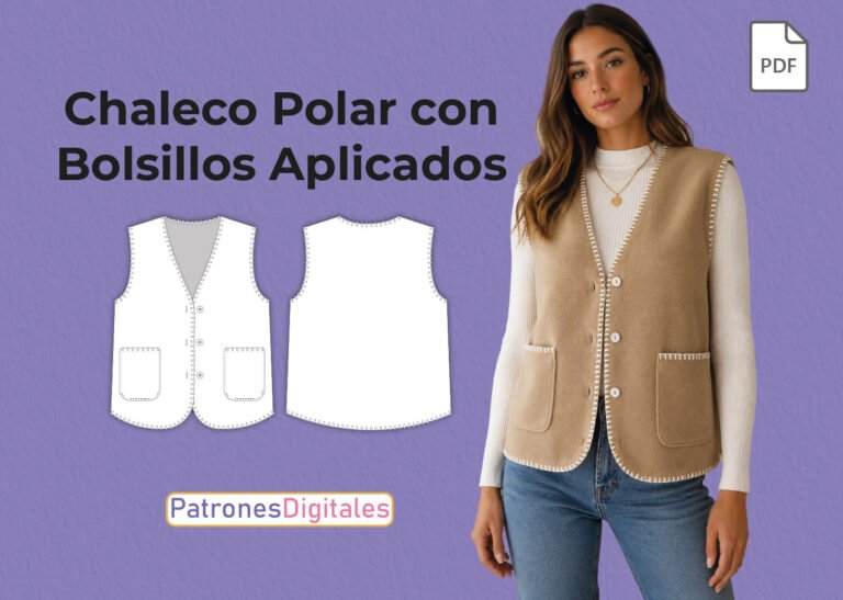 miniatura chaleco polar con bolsillos aplicados