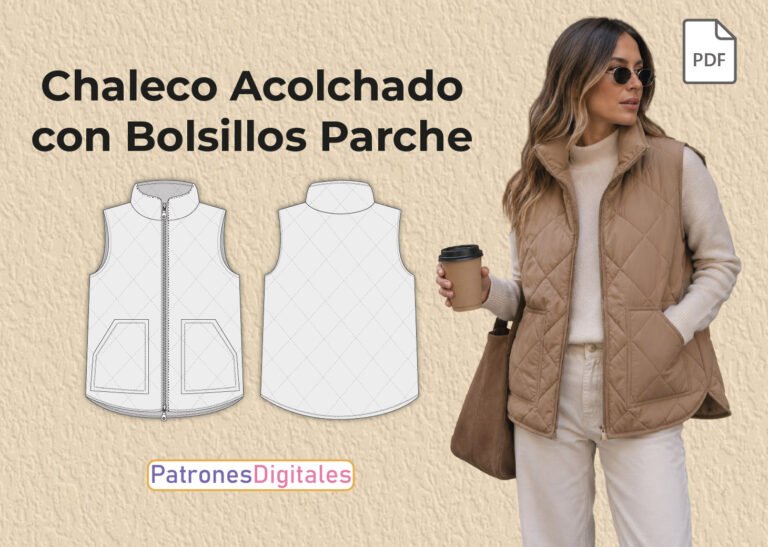 Chaleco Acolchado Bolsillos Parche miniatura