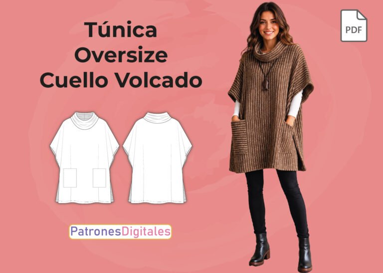 miniatura túnica oversize cuello volcado