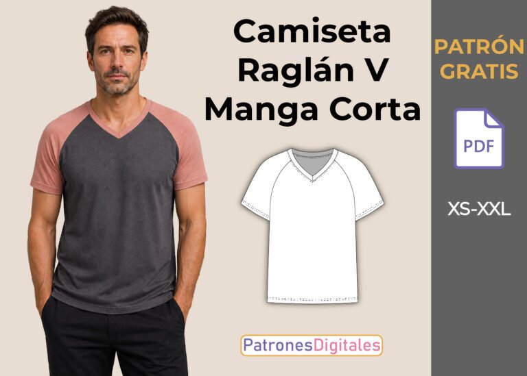 camiseta raglan v manga corta hombre