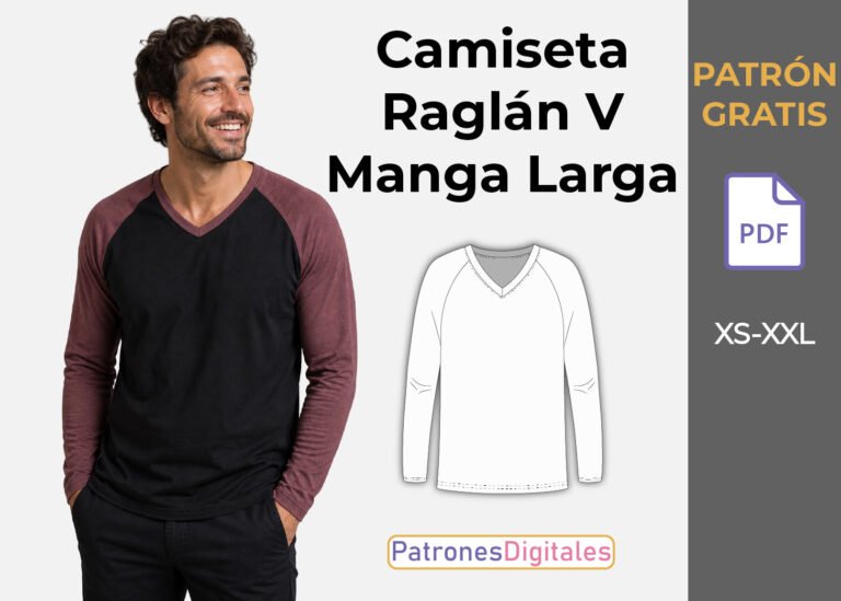 camiseta raglan v manga larga hombre