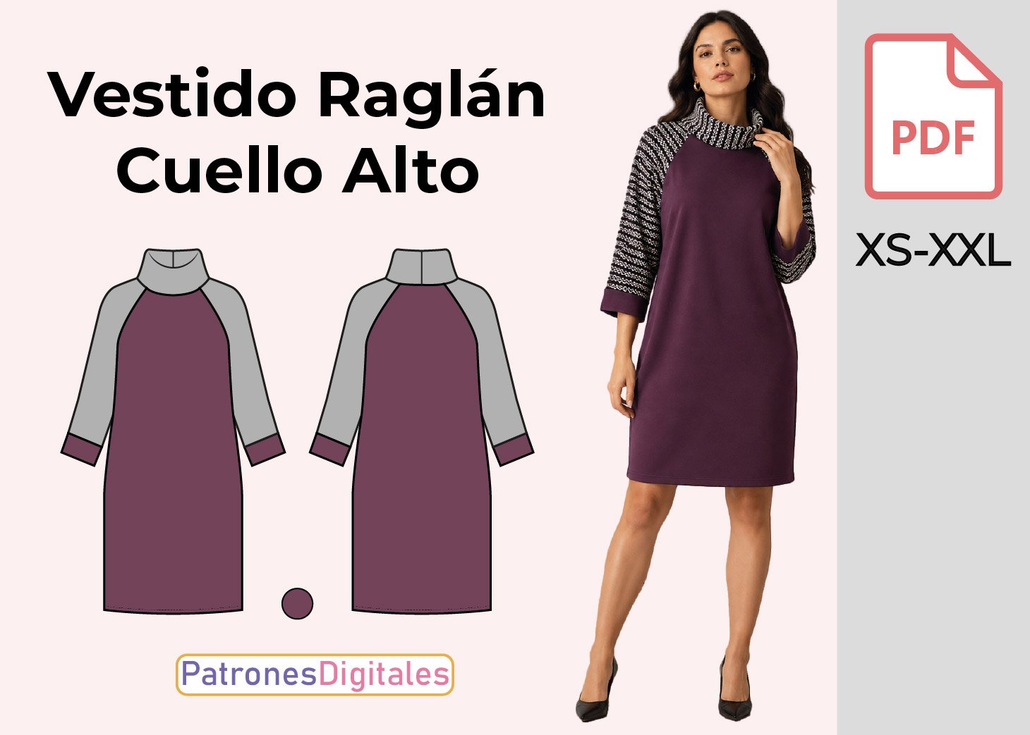 Vestido Raglán Cuello Alto