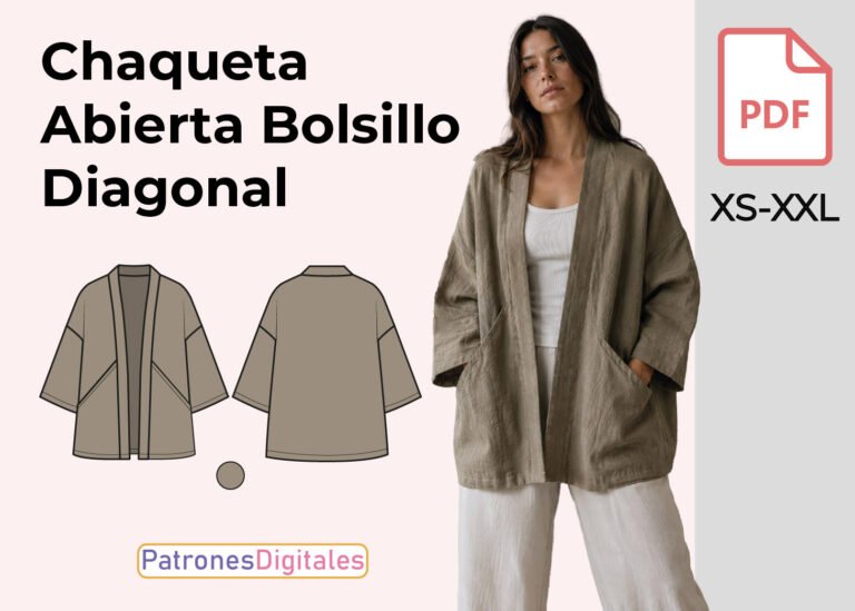 miniatura chaqueta abierta bolsillo diagonal