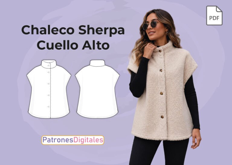 miniatura chaleco sherpa cuello alto