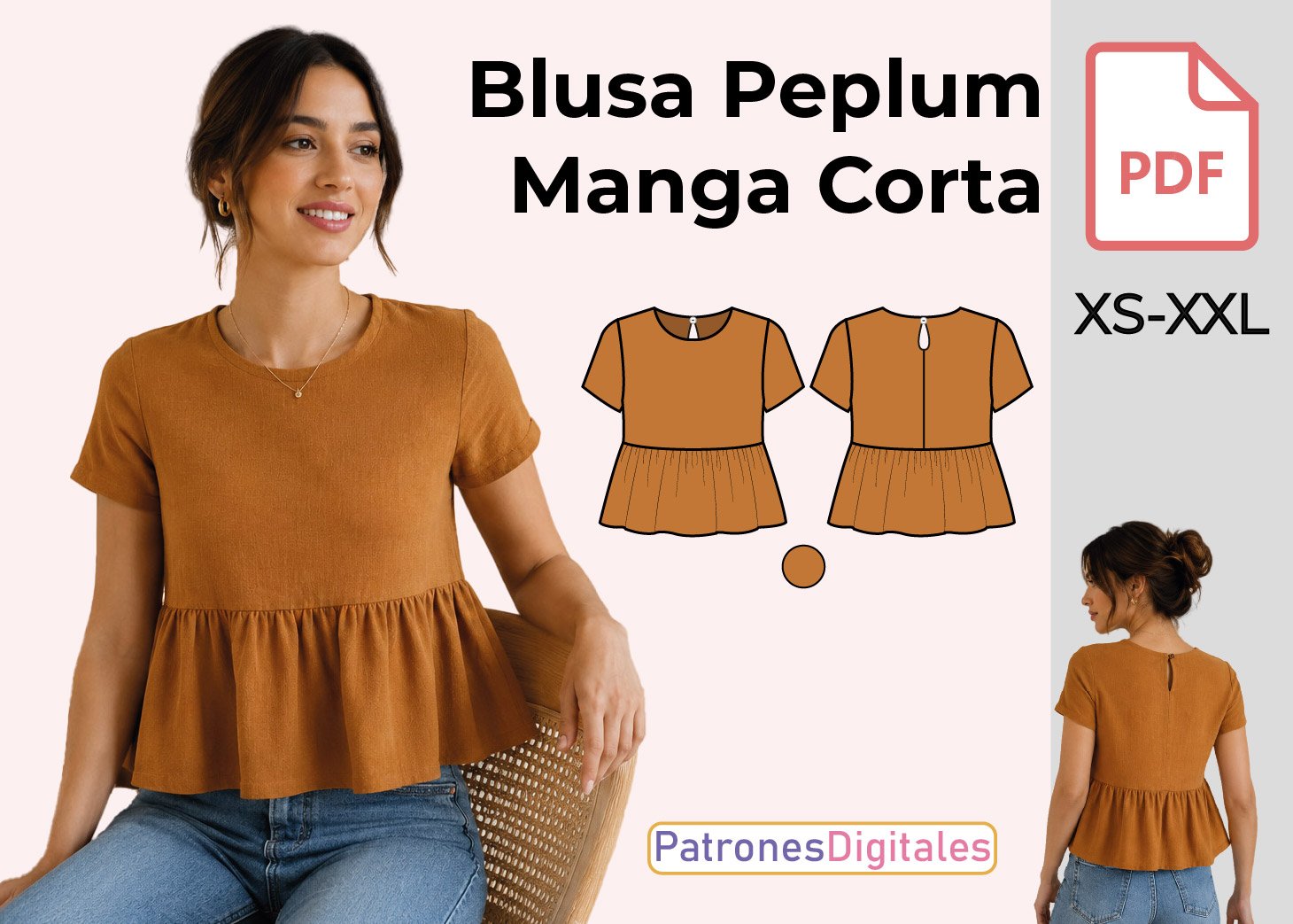 Blusa Peplum Manga Corta
