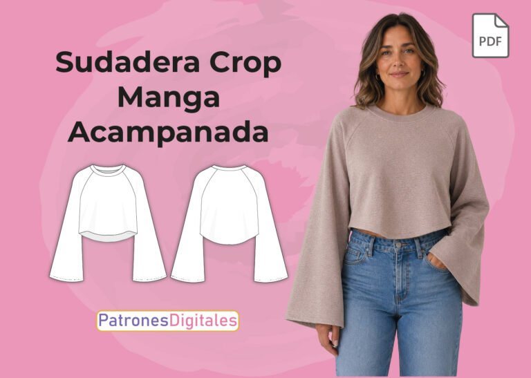 miniatura sudadera crop manga acampanada