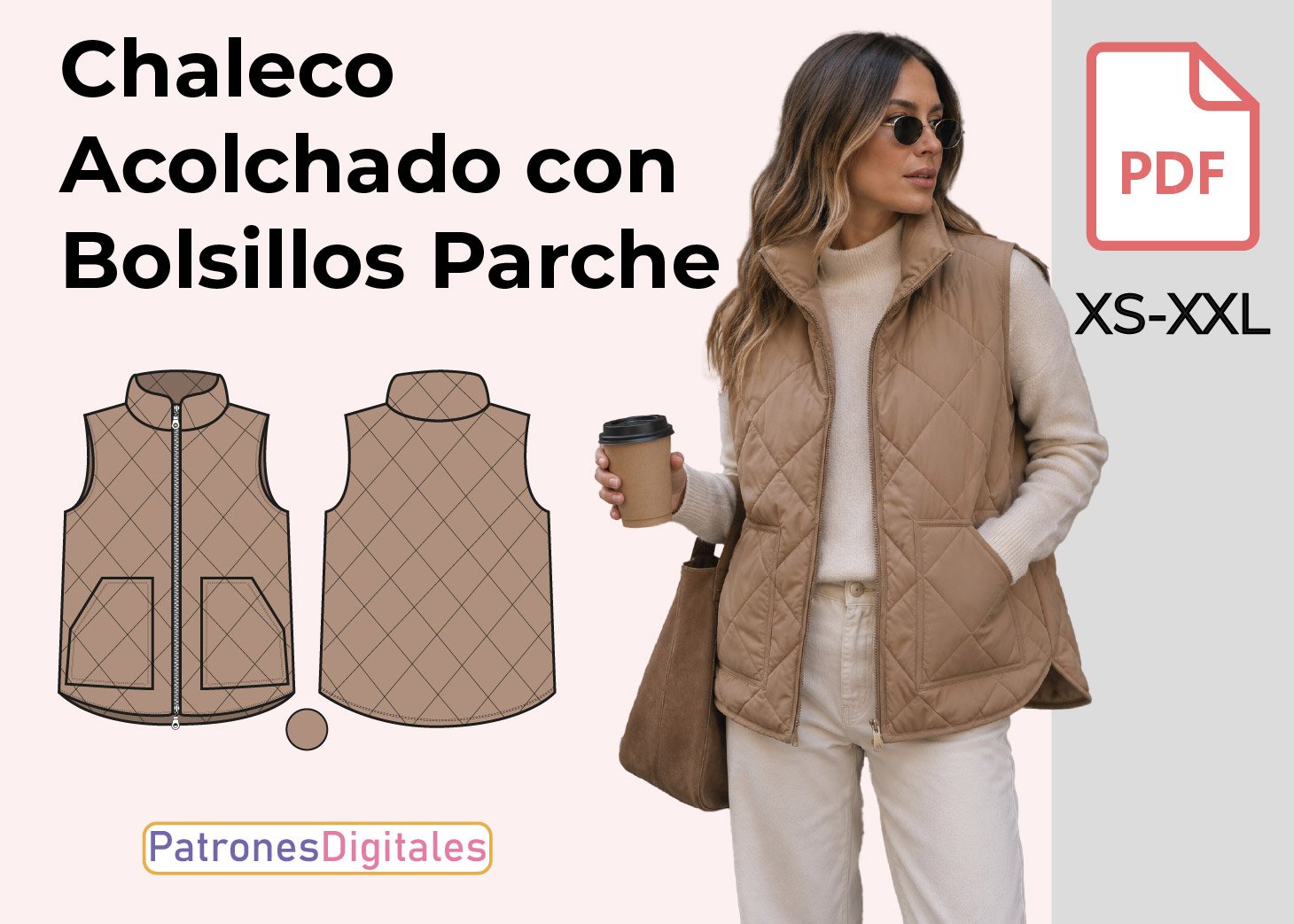 Chaleco Acolchado Bolsillos Parche