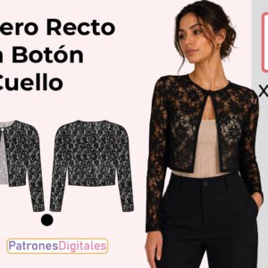 miniatura bolero recto con botón al cuello
