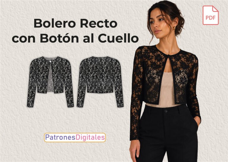 miniatura bolero recto con botón al cuello