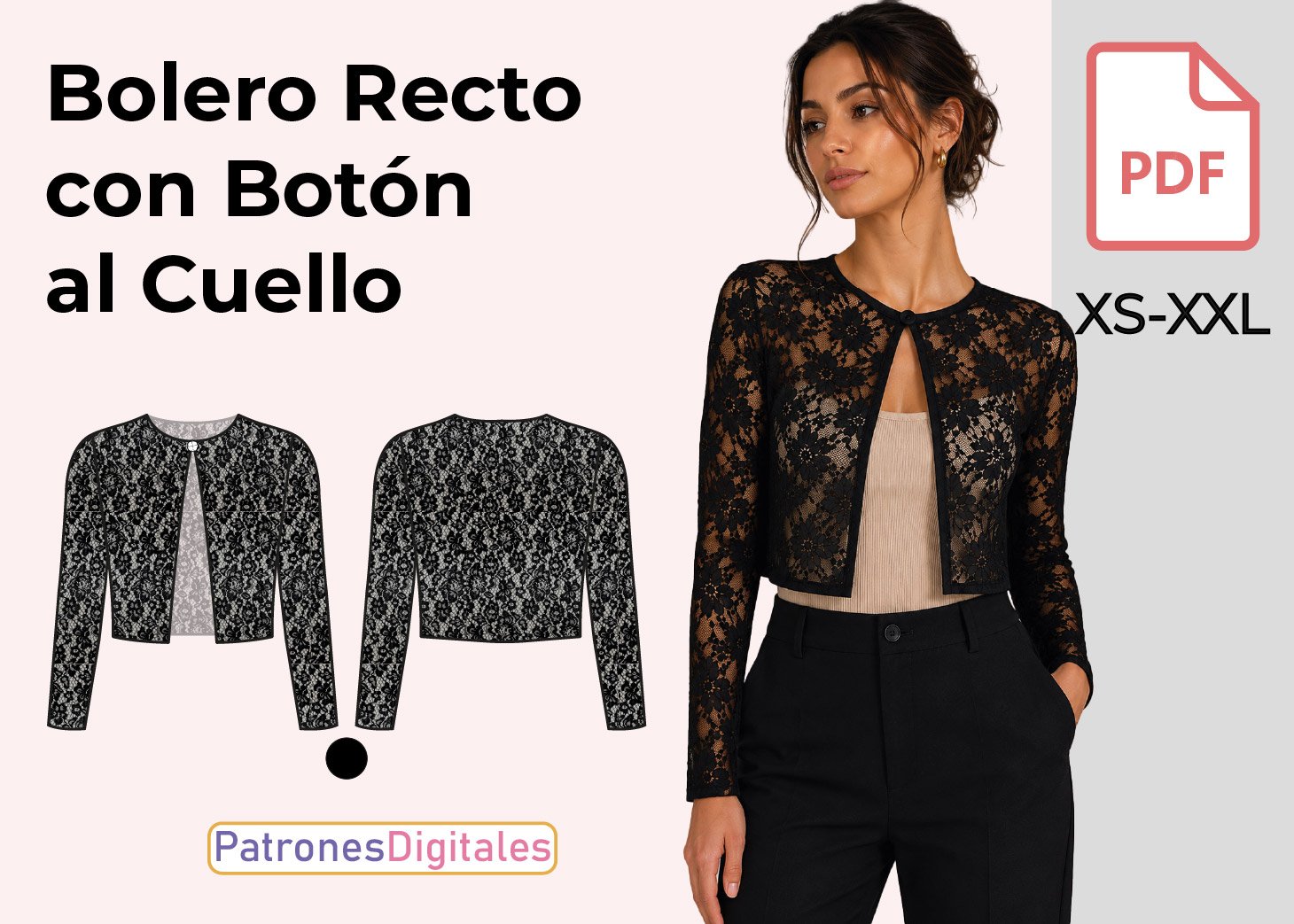Bolero Recto con Botón al Cuello