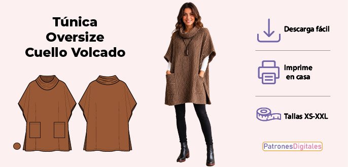 cabecera túnica oversize cuello volcado