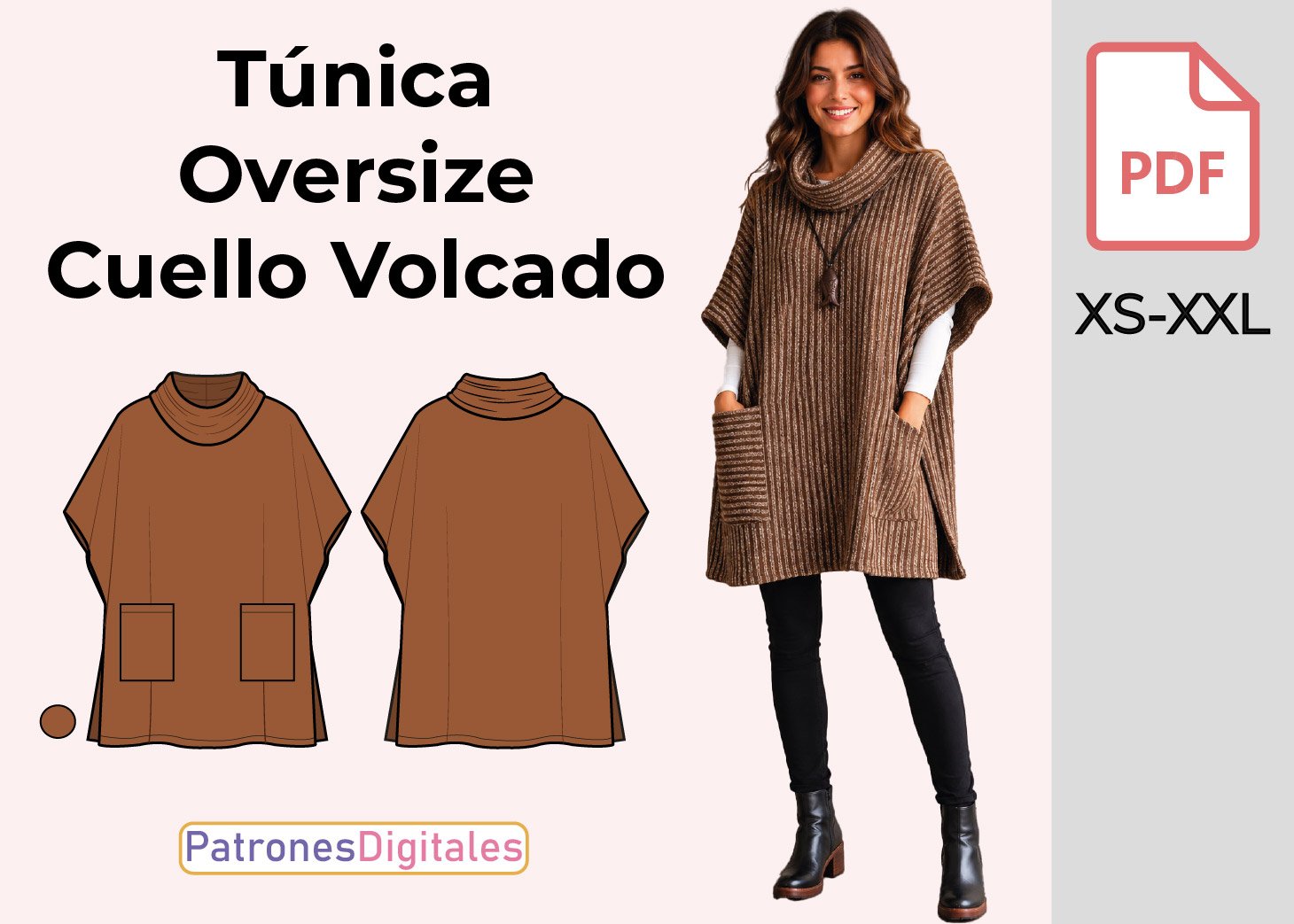 Túnica Oversize Cuello Volcado