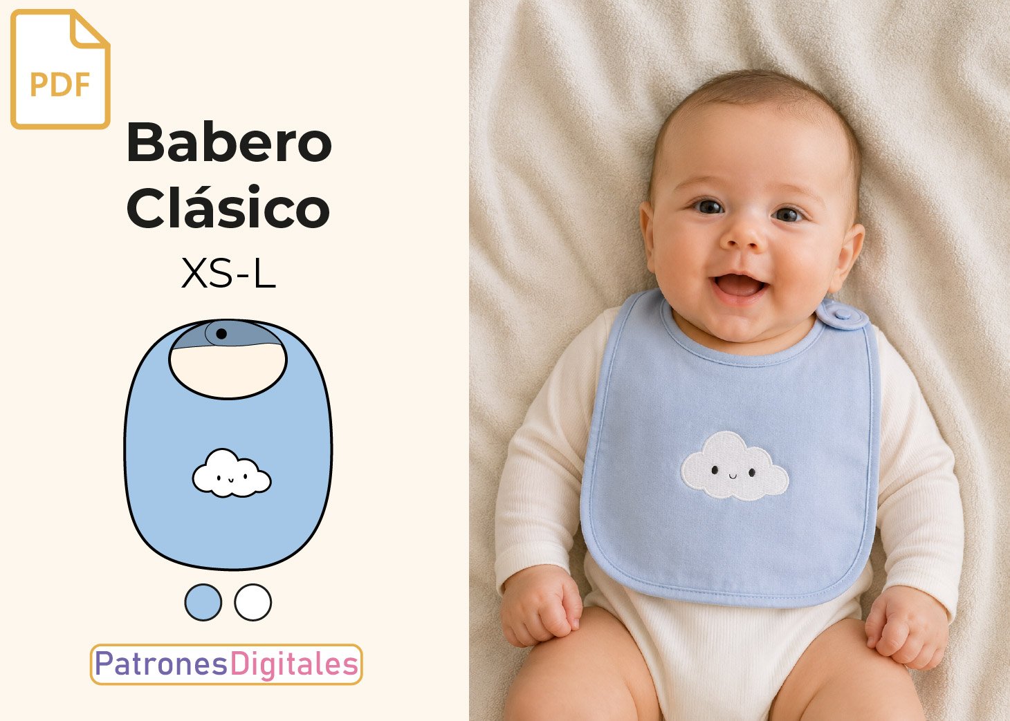 Patrón Gratis Babero Clásico para Bebé en PDF