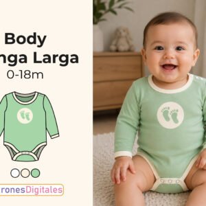 miniatura body manga larga bebé