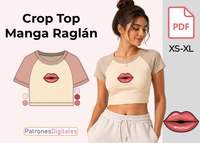miniatura camiseta crop top manga corta mujer
