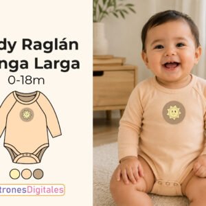 miniatura body raglán manga larga bebé