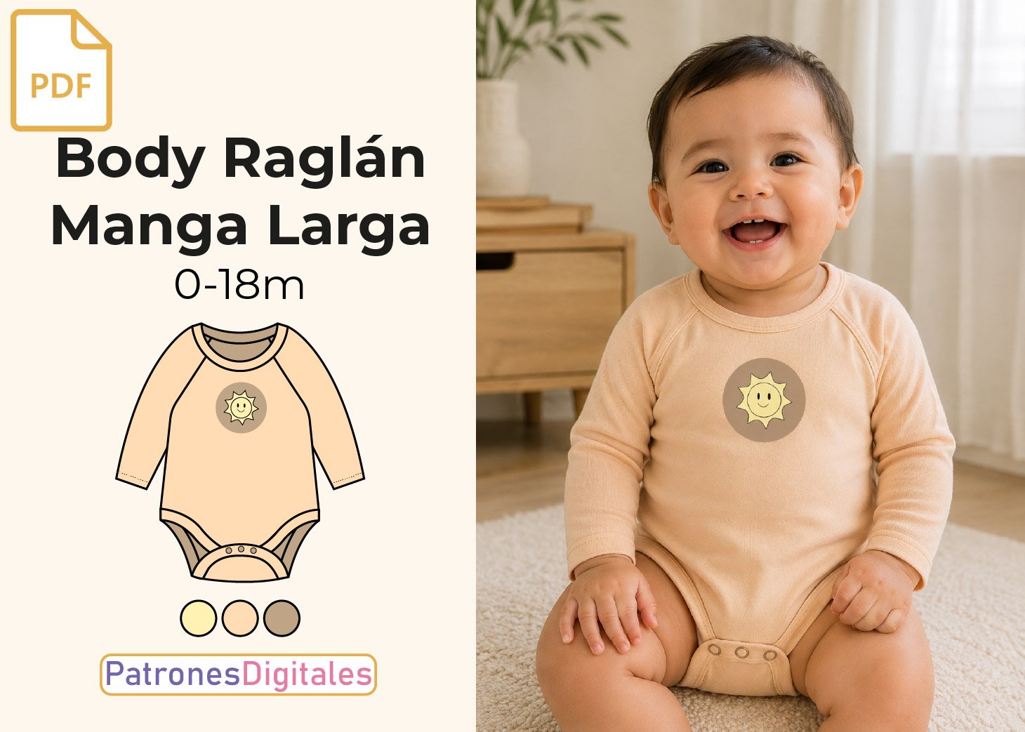 Patrón Gratis Body Raglán Manga Larga Bebé en PDF
