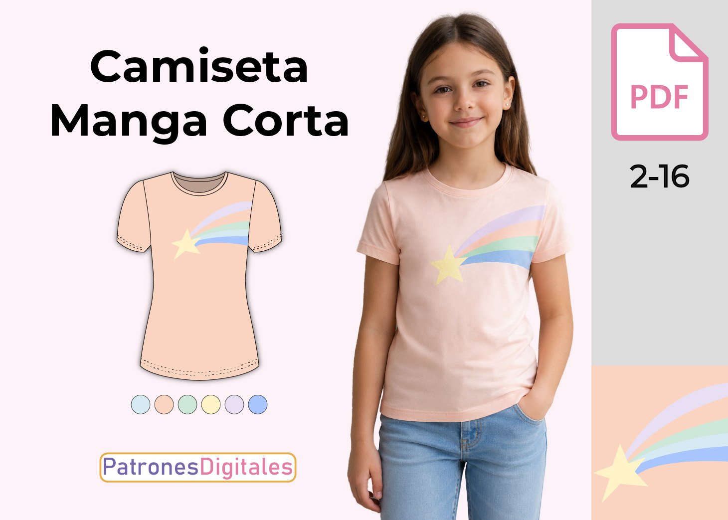 Patrón Gratis Camiseta Manga Corta Niña en PDF