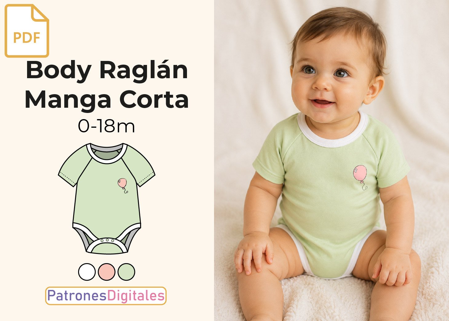 Patrón Gratis Body Raglán Manga Corta Bebé en PDF